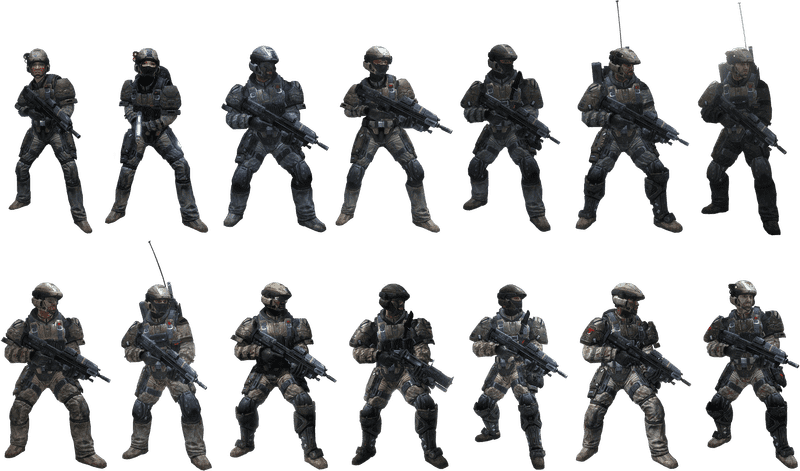 Elite Army Soldiers in Tactical Formation PNG