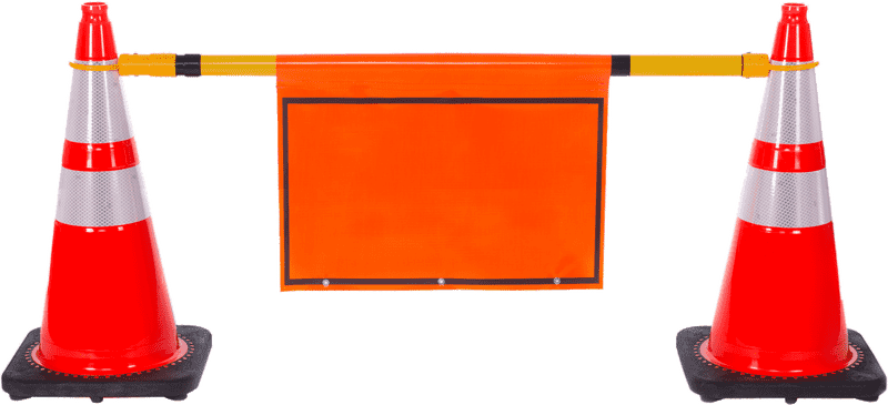 Orange Barrier with Ice Cream Cone Theme PNG