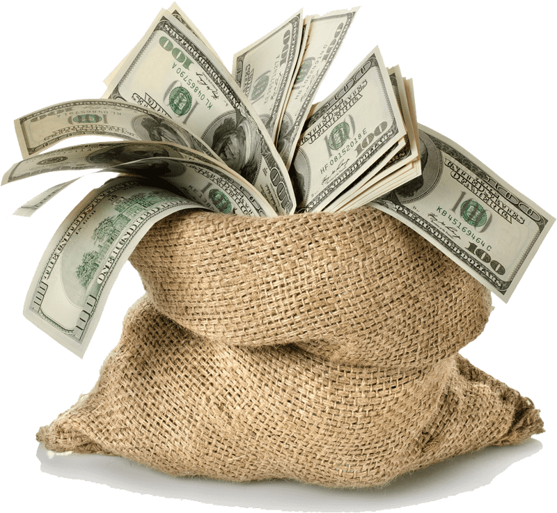 Money Bag Overflowing with Cash PNG