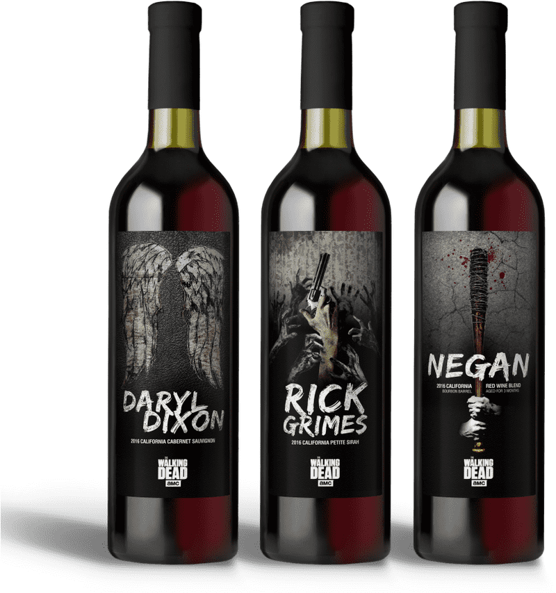 Walking Dead Themed Wine Bottle Collection PNG
