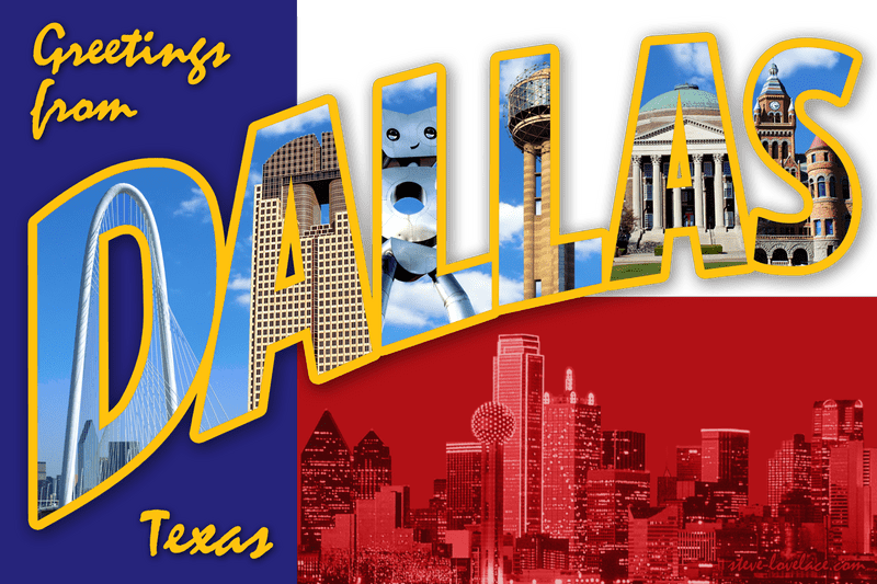 Postcard Greetings from Vibrant Dallas Texas PNG