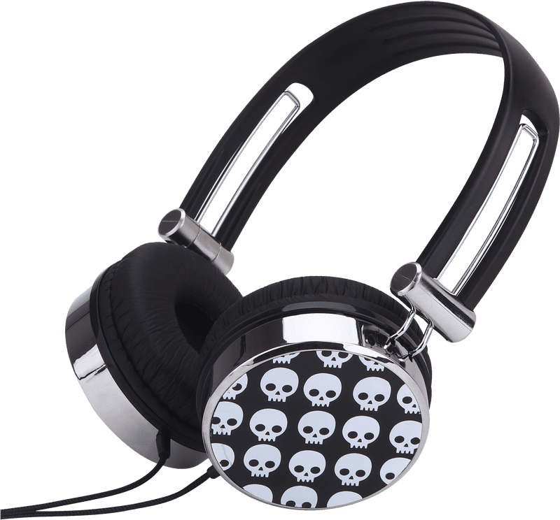 Bathroom Vibes Skull-Patterned Headphones for Relaxation PNG