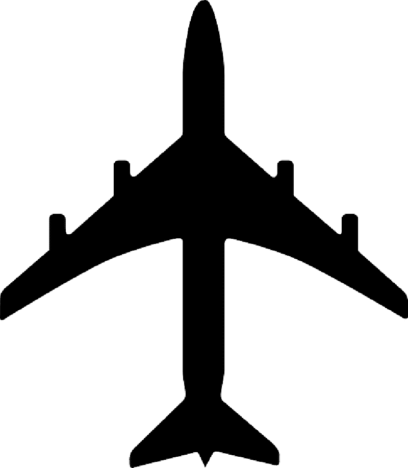 Silhouette of an Airplane in Flight PNG