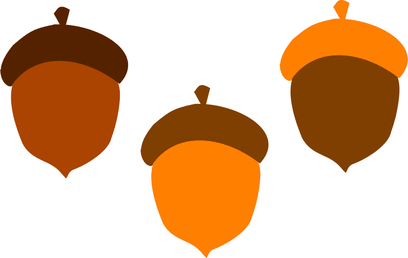 Autumn's Vibrant Acorn Trio PNG