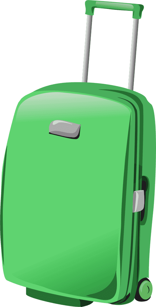 Vibrant Green Luggage Suitcase for Travel Adventures PNG