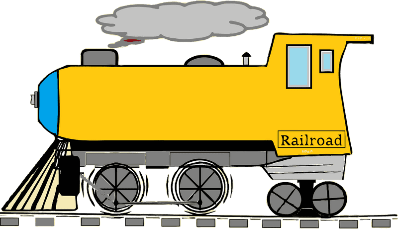 Sunny Yellow Train on the Railroad Tracks PNG