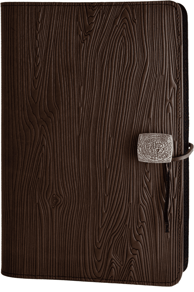 Elegant Leather Wallet with Wood Grain Design PNG