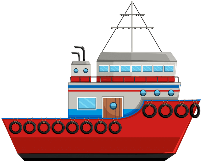 Colorful Maritime Transport Vessel Design PNG