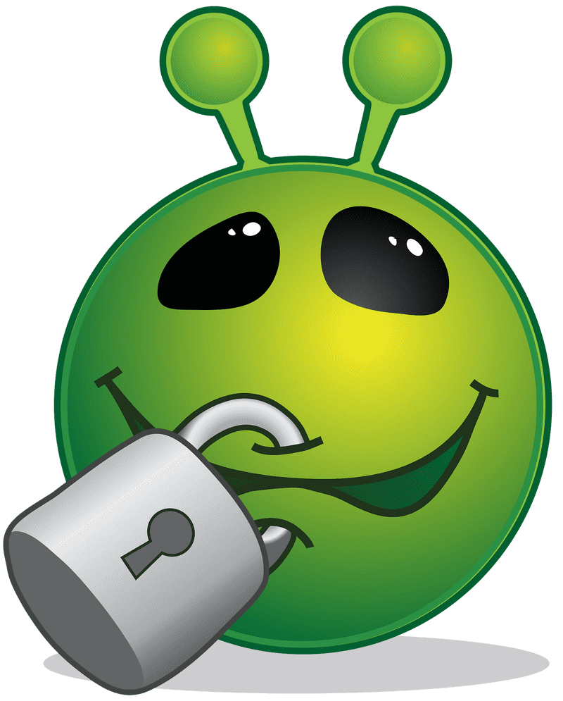 Smiley Lock The Secure Green Joy PNG