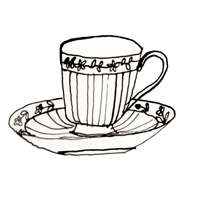 Elegant Floral Tea Cup on a Delicate Saucer PNG