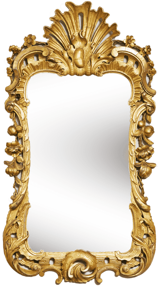 Elegant Vintage Mirror Frame with Ornate Detailing PNG