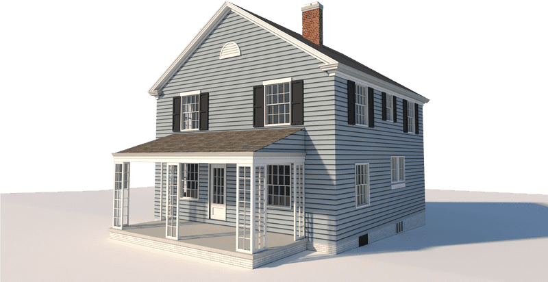 Charming Blue House with Welcoming Porch PNG