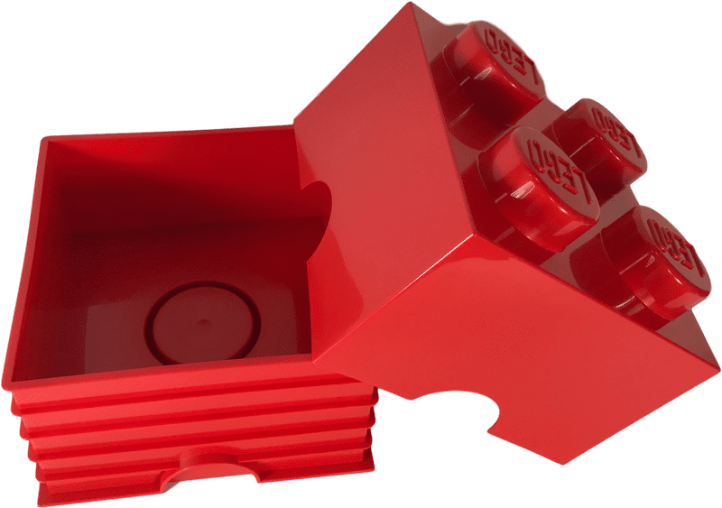 Stackable Lego Storage Box in Bold Red PNG