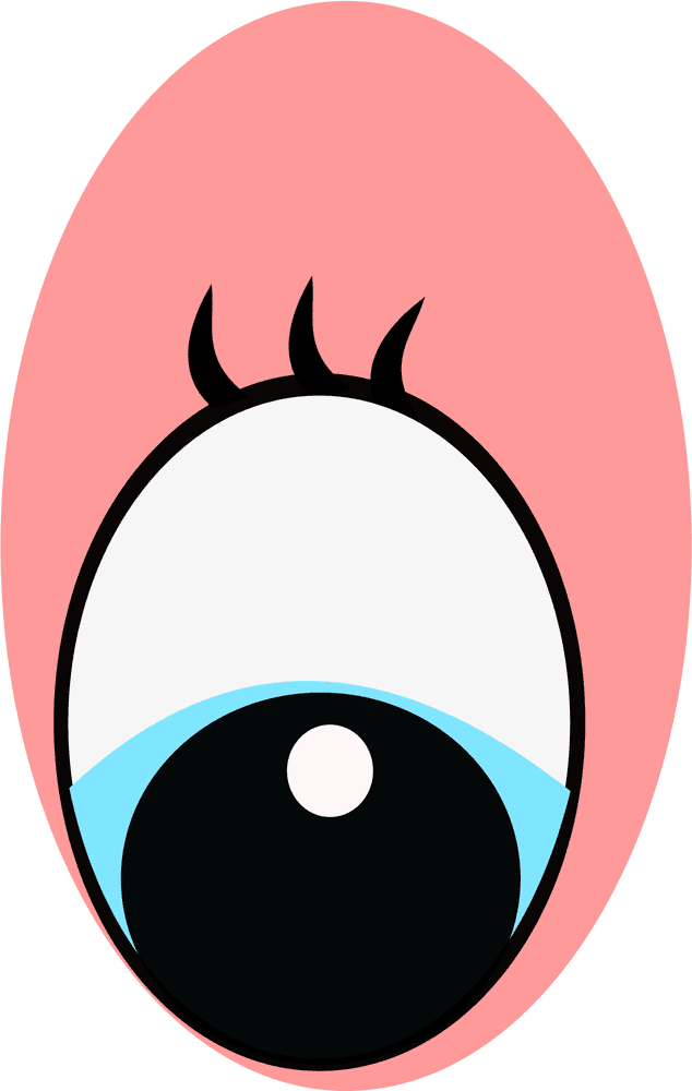 Whimsical Eye with Playful Blue Tear PNG