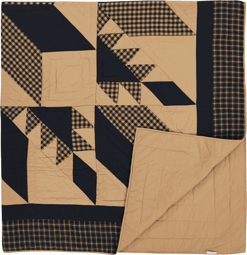 Classic Blue and Beige Quilt Blanket Design PNG