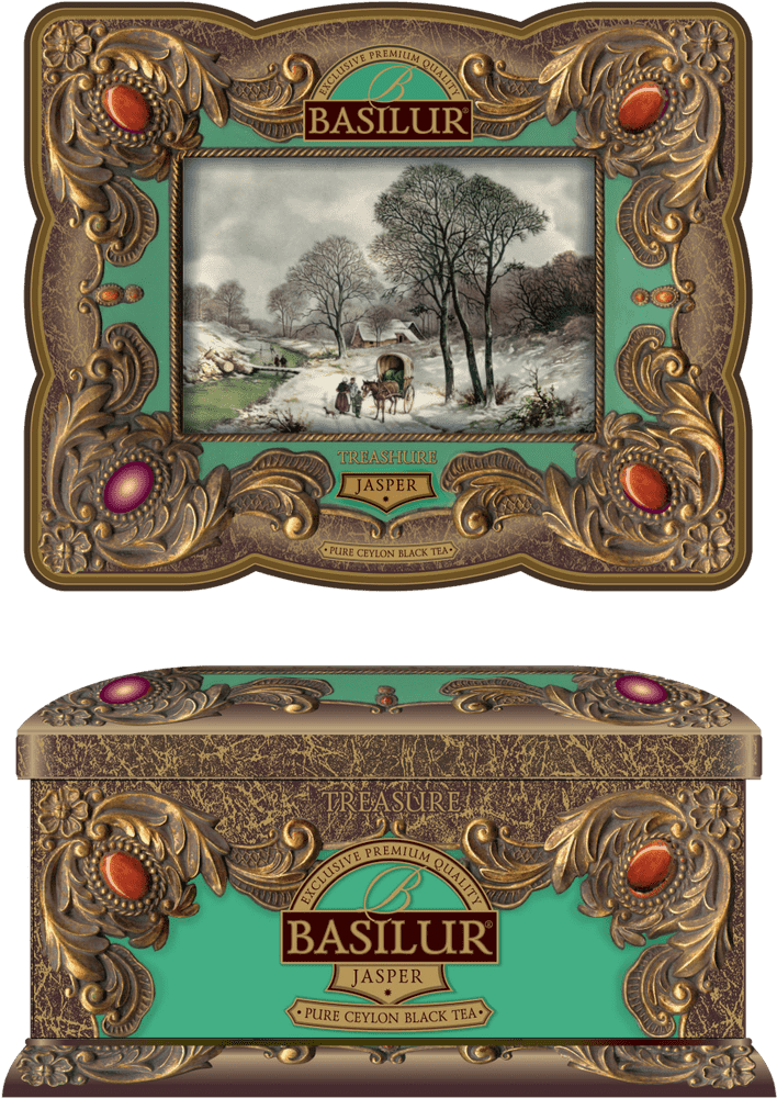 Elegant Tea Box with Ceylon Charm PNG