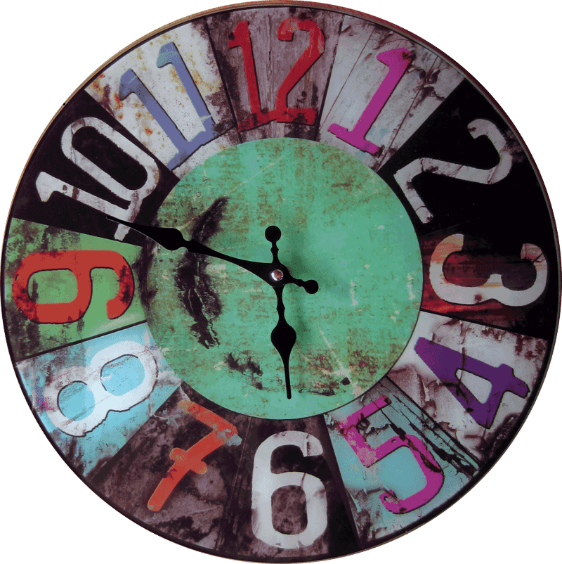 Colorful Vintage Wall Clock Design PNG