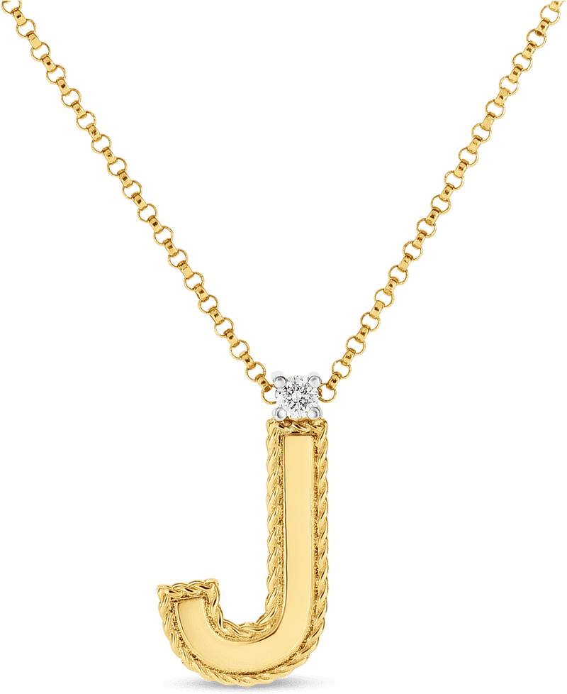Elegant Gold J Initial Necklace Pendant PNG