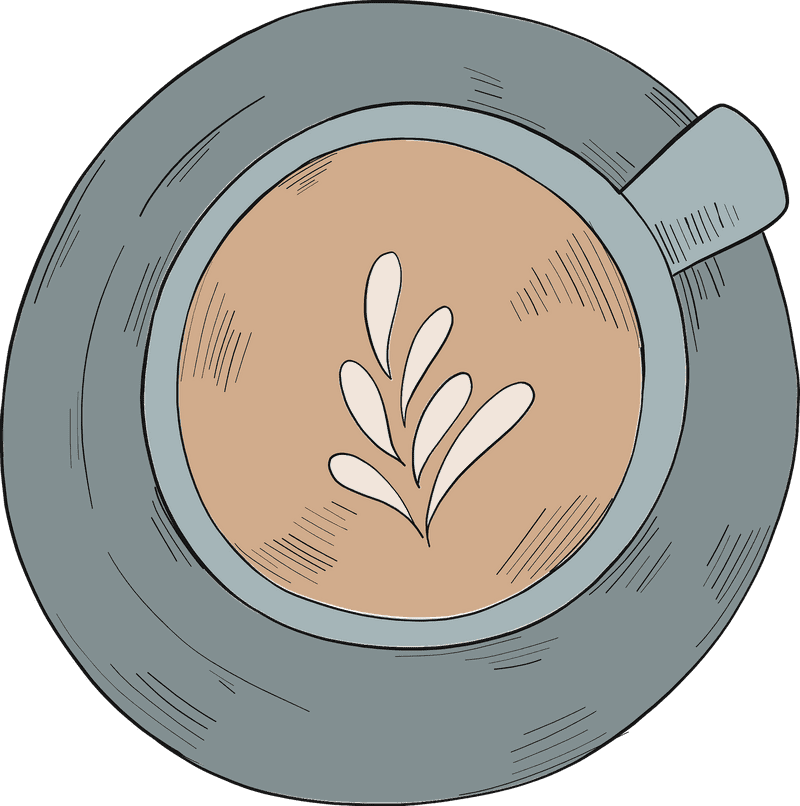 Elegant Coffee Cup with Floral Design PNG