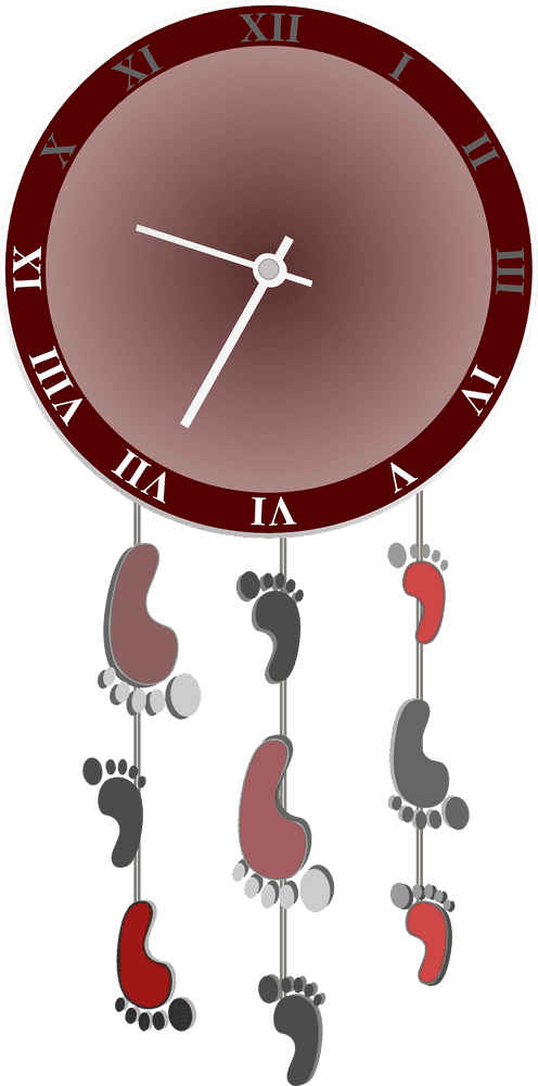 Footprints of Time Clock PNG