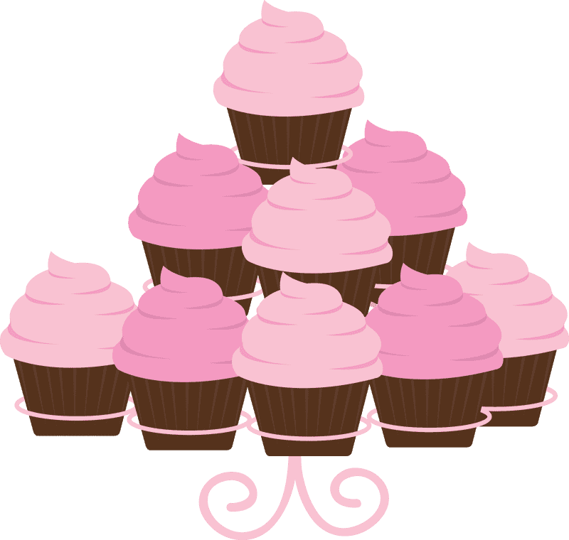 Delightful Pink Cupcake Stand Display PNG