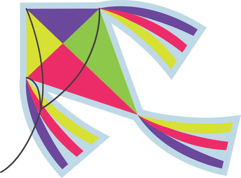 Vibrant Sky Kite of Colorful Patterns PNG