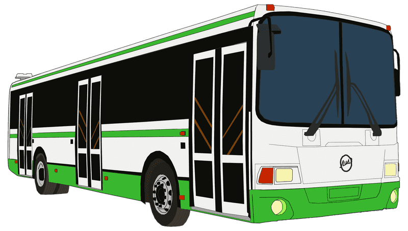 Green and White City Bus Design PNG