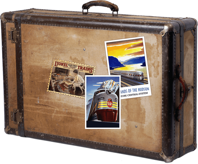 Vintage Luggage Suitcase with Travel Stickers PNG