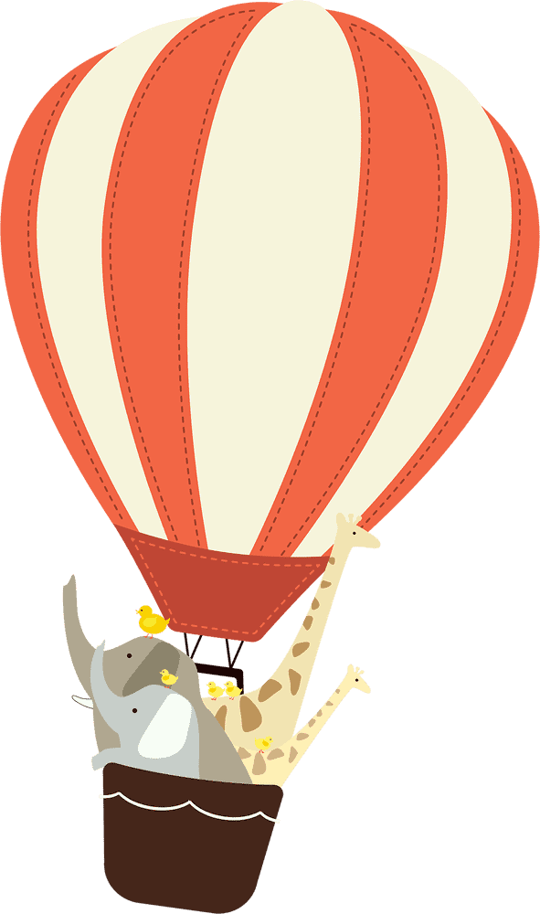 Joyful Adventure in a Hot Air Balloon PNG