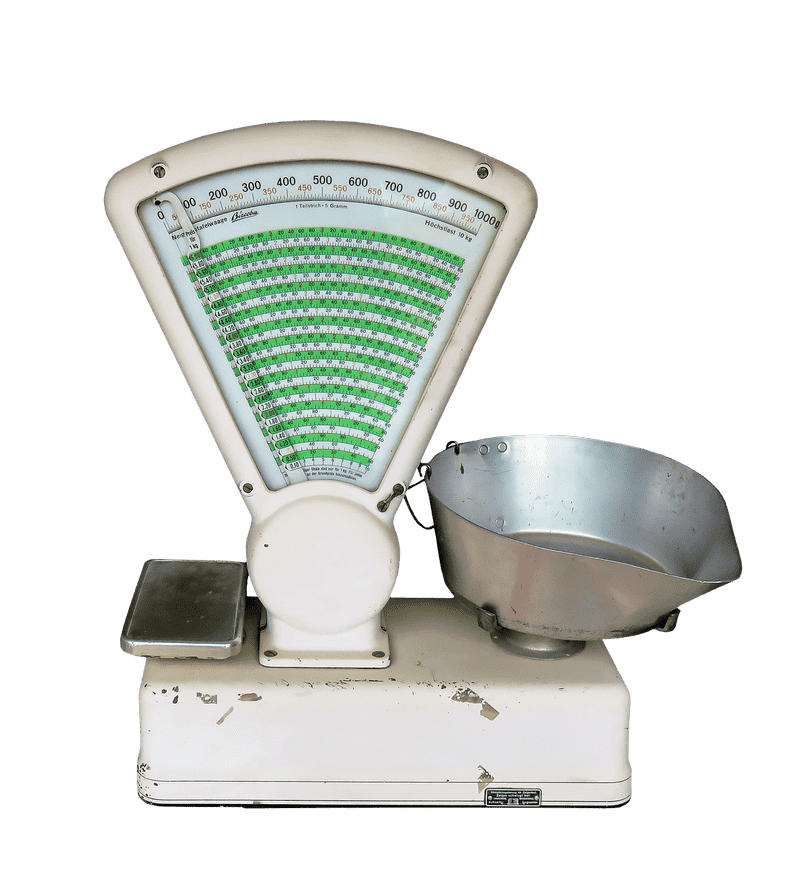 Vintage Grocery Scale with Green Measurement Dial PNG