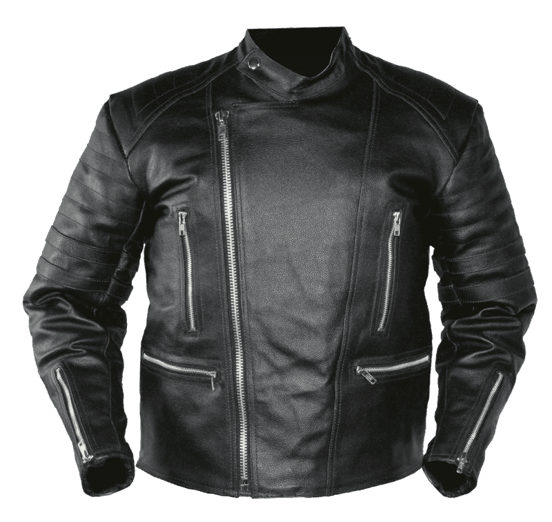 Stylish Black Leather Motorcycle Jacket PNG