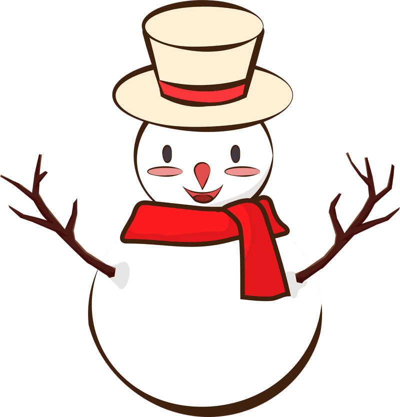 Cheerful Snowman with a Red Scarf PNG