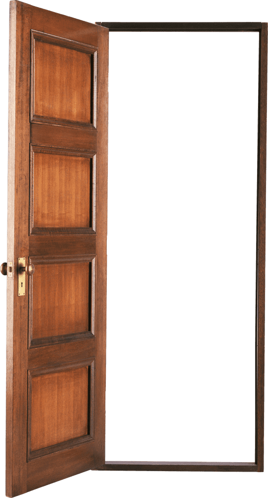 Elegant Wooden Door with Open Frame PNG