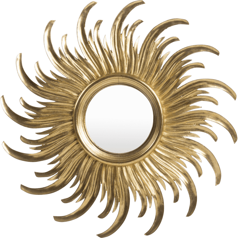 Sunburst Mirror Frame with Radiant Design PNG