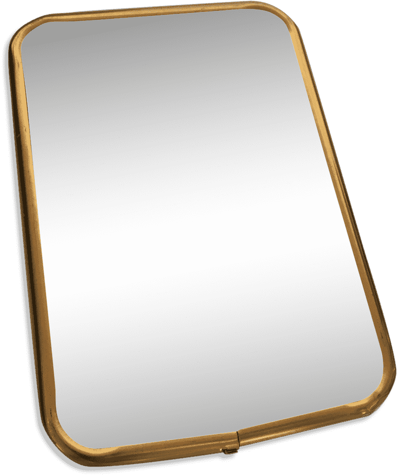 Elegant Golden Mirror Frame Reflection PNG