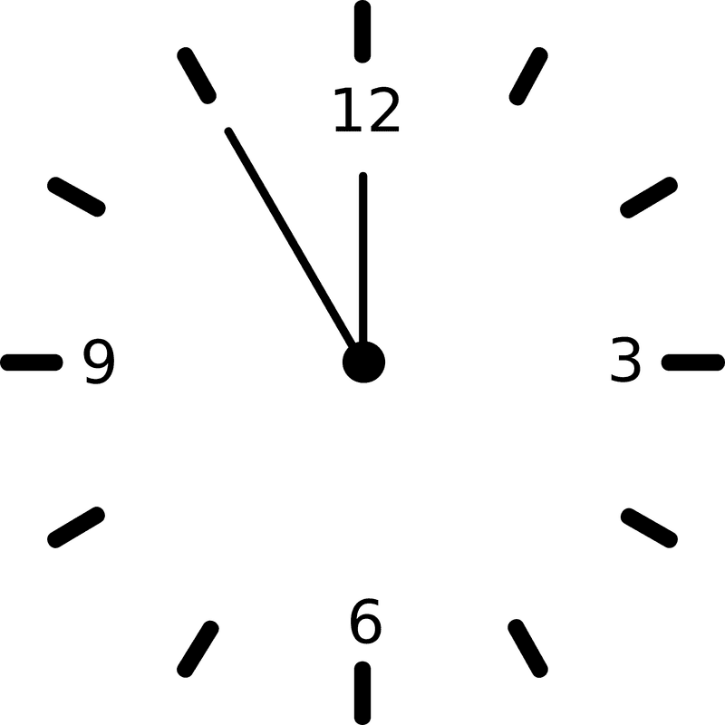 Simple Black Clock with Hour and Minute Hands PNG