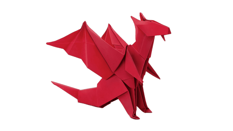 Origami Crane Inspired Mythical Dragon PNG