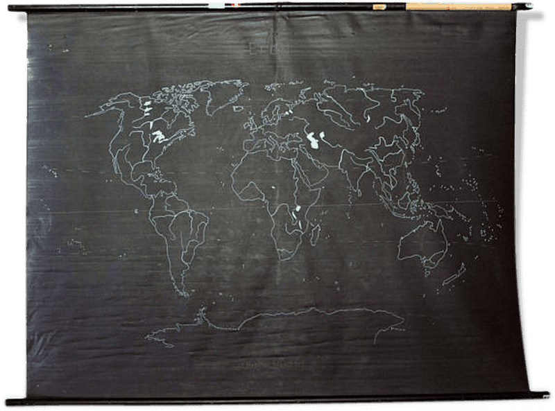 Chalk Artistry A World Map on Slate PNG
