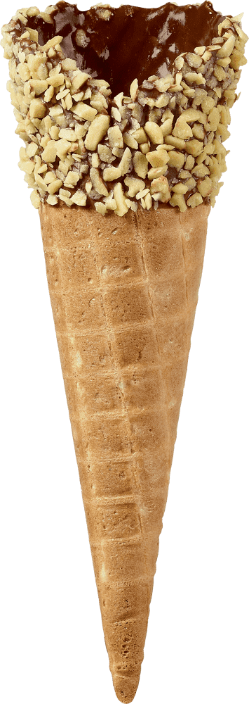 Waffle Cone Delight with Nutty Chocolate Coating PNG