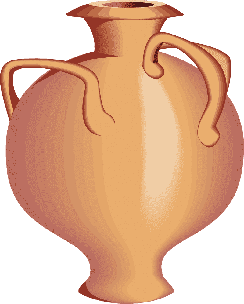 Elegant Curved Terracotta Vase with Handles PNG