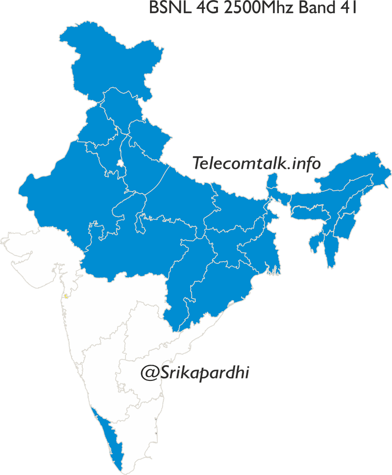 World Map of BSNL 4G Coverage in India PNG