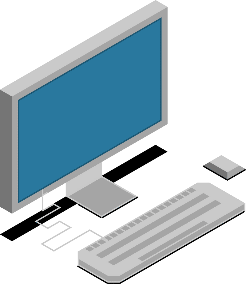 Modern Computer Part Monitor and Keyboard Setup PNG