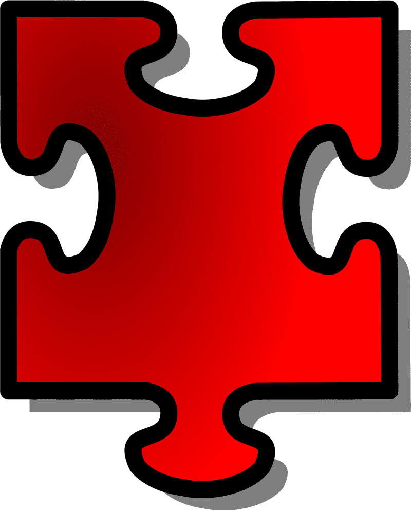 Vibrant Red Jigsaw Pieces for Creative Thinking PNG