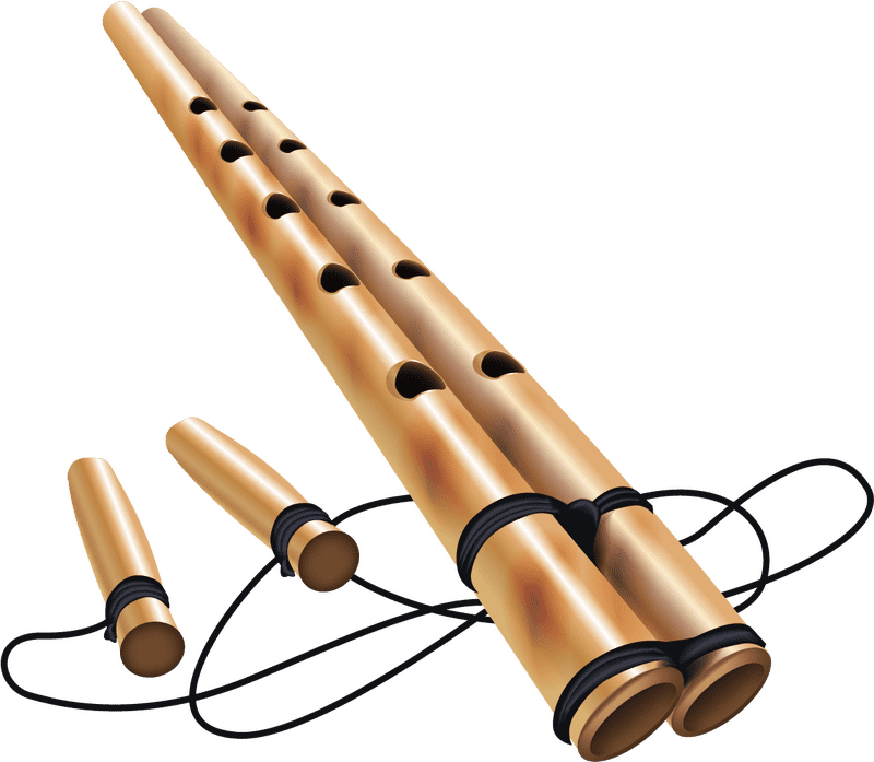 Elegant Bamboo Musical Instrument Ensemble PNG