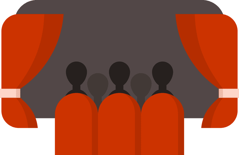 Cinema Experience Behind the Velvet Curtains PNG