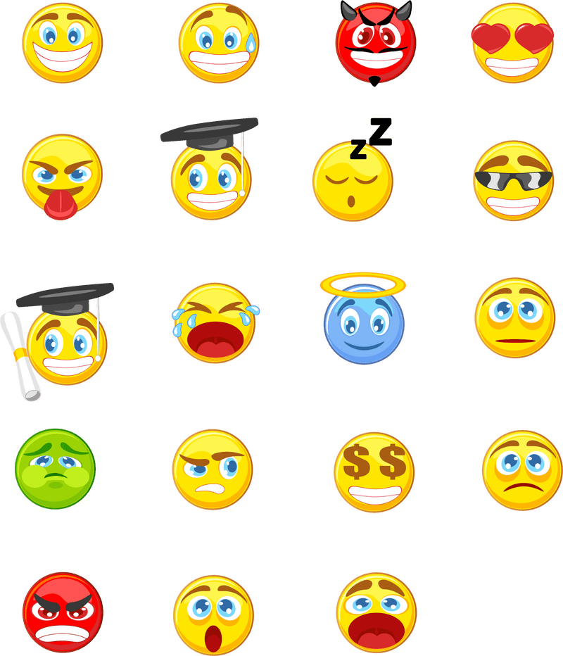 Emoticon Expressions A Joyful Emoji Collection PNG