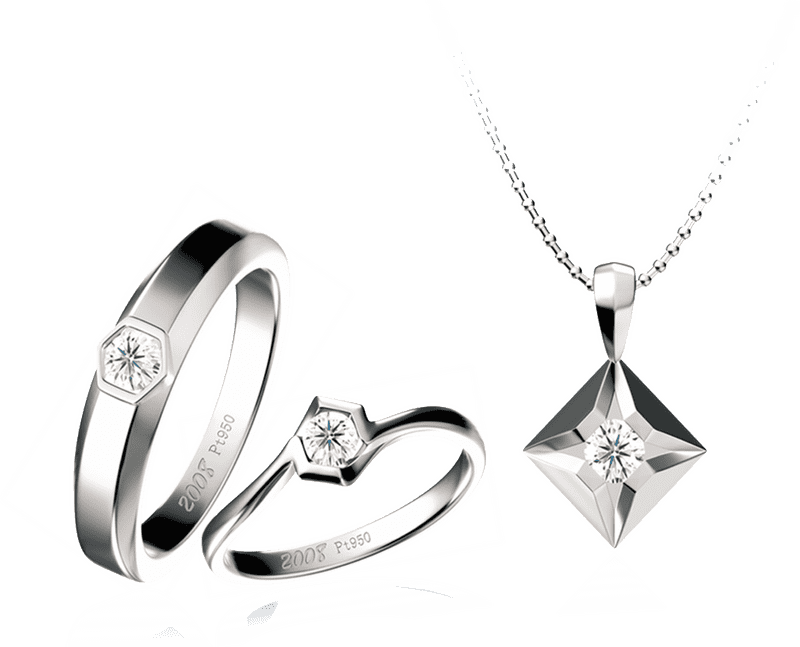Elegant Jewelry Collection of Rings and Necklace PNG