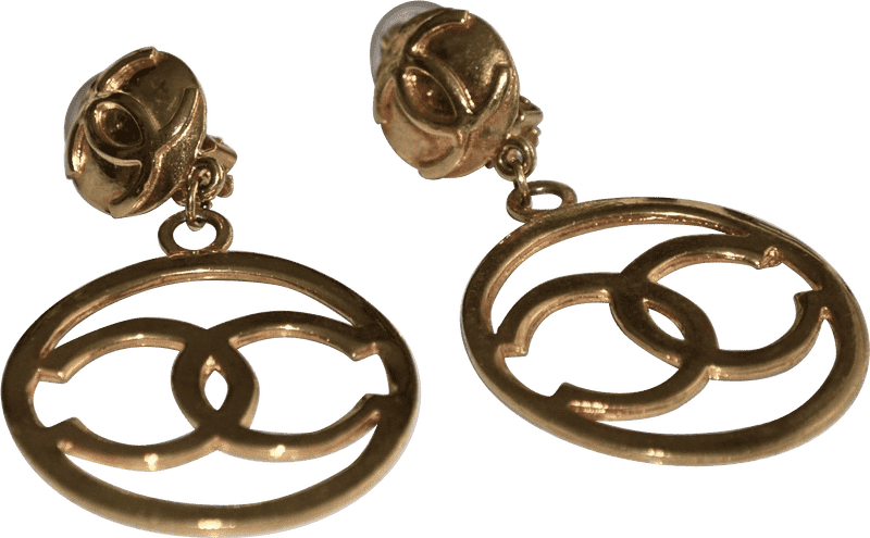 Elegant Gold Logo Earrings PNG