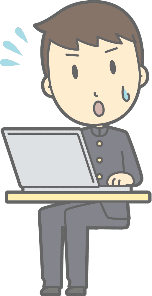 Surprised Student Working on Laptop PNG