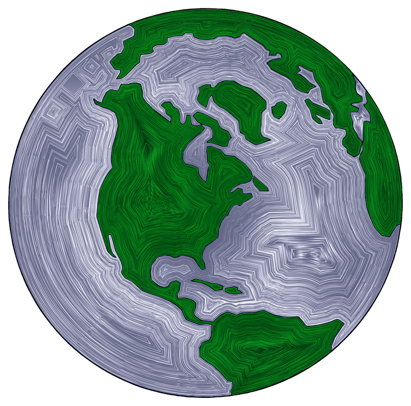 Swirling Green Globe of Earth’s Continents PNG